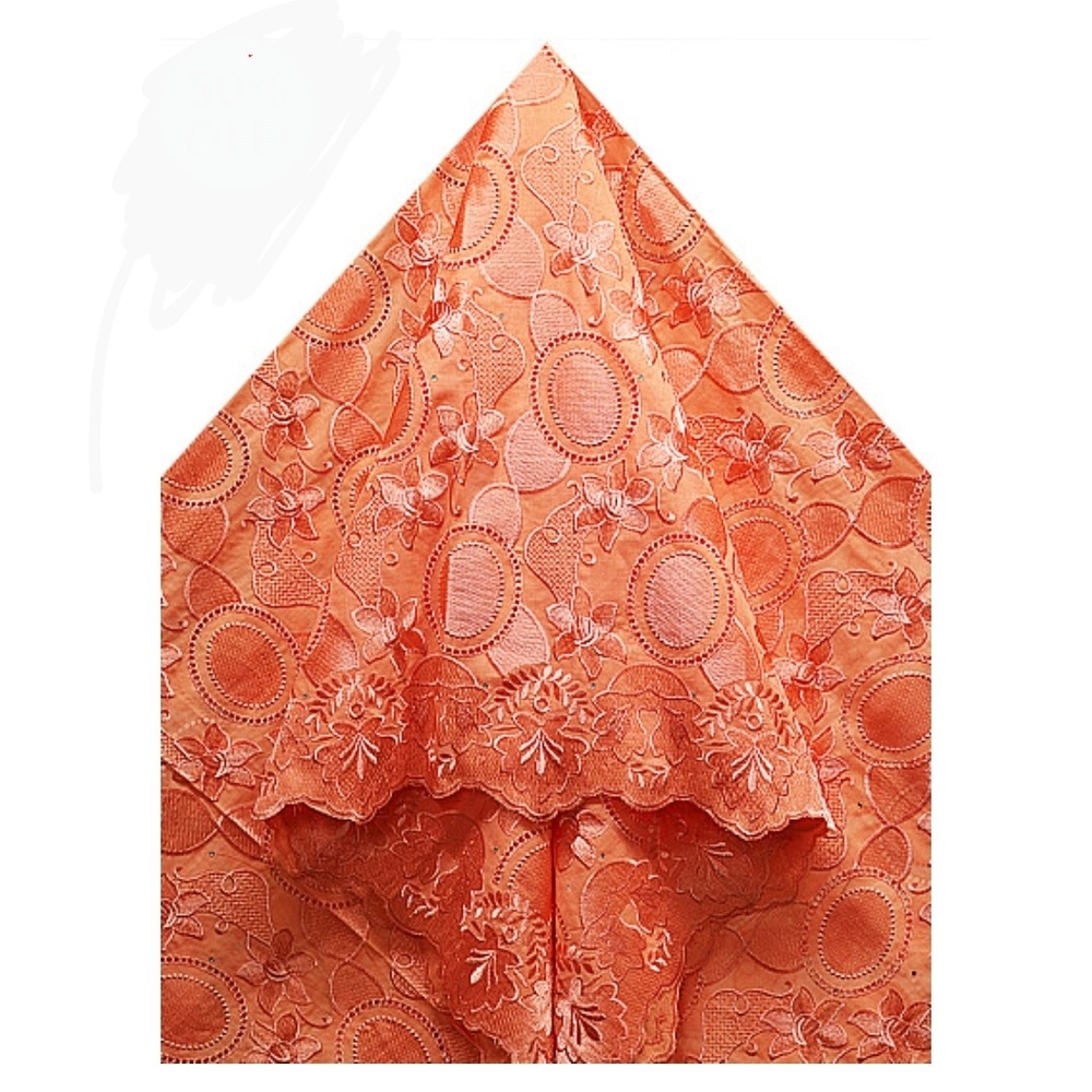 Elegant Orange Voile Lace Fabric